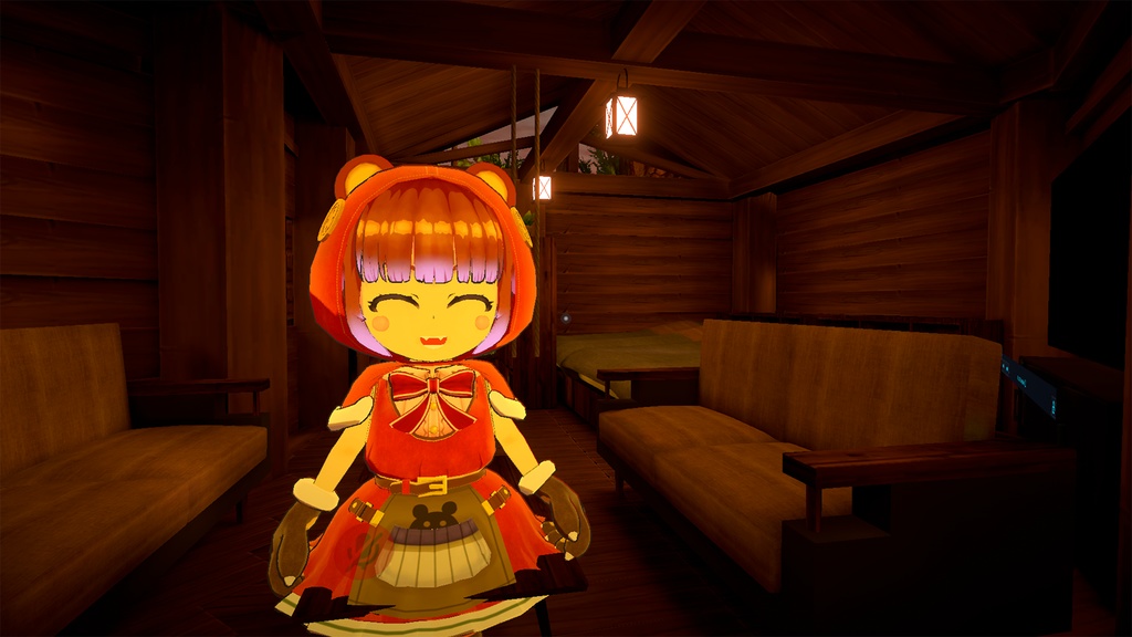 オリジナル3Dモデル「くまずきんちゃん」VRChatアバター