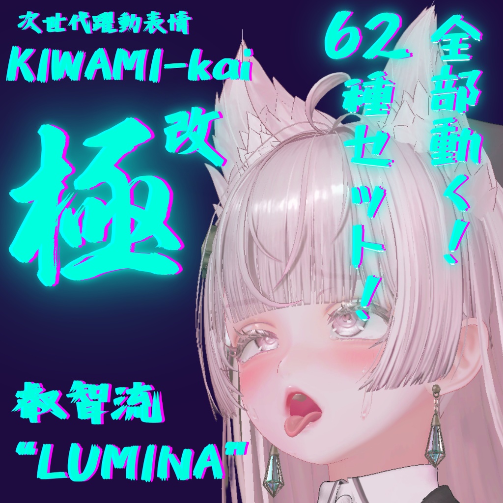 62種全アニメーションが動く!ルミナちゃん専用次世代躍動表情パックLumina FaceAnimation『極 叡智流 "改" LUMINA』62種セット!(攻め24種類+受け38種類)+α