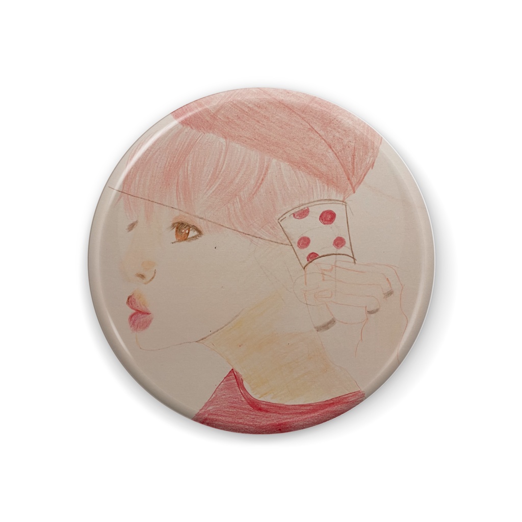 糸電話ジョンヒョン缶バッジ　44mm