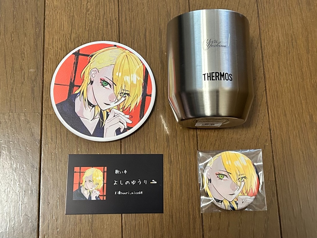 よしのゆうり🚬 耐熱カップ360ml&白雲石吸水コースター&缶バッチSPセット