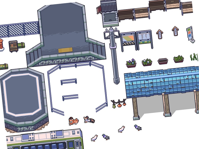 ザ・日本コレクション: 電車の駅(ゲーム素材)