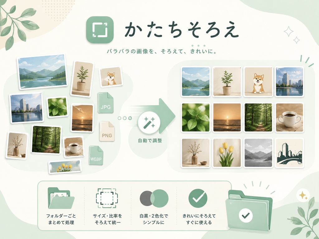 かたちそろえ｜複数の画像を手早く並べて整えるWindowsアプリ（v0.5.4）