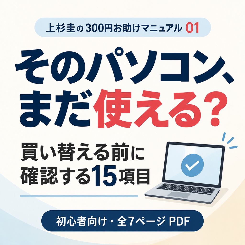 そのパソコン、まだ使える?|Windows11・買い替える前に確認する15項目【初心者向けPDF】