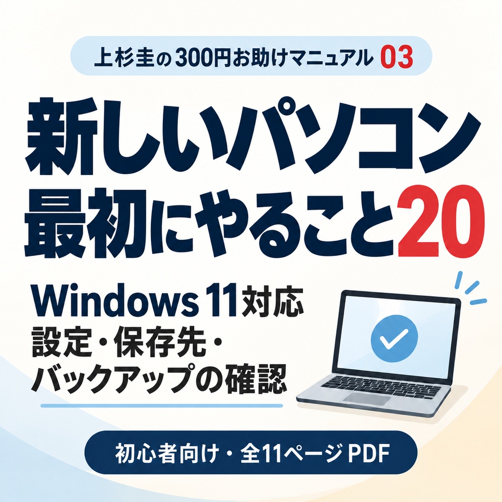 上杉圭の300円お助けマニュアル03|新しいWindows 11 PC 最初にやること20
