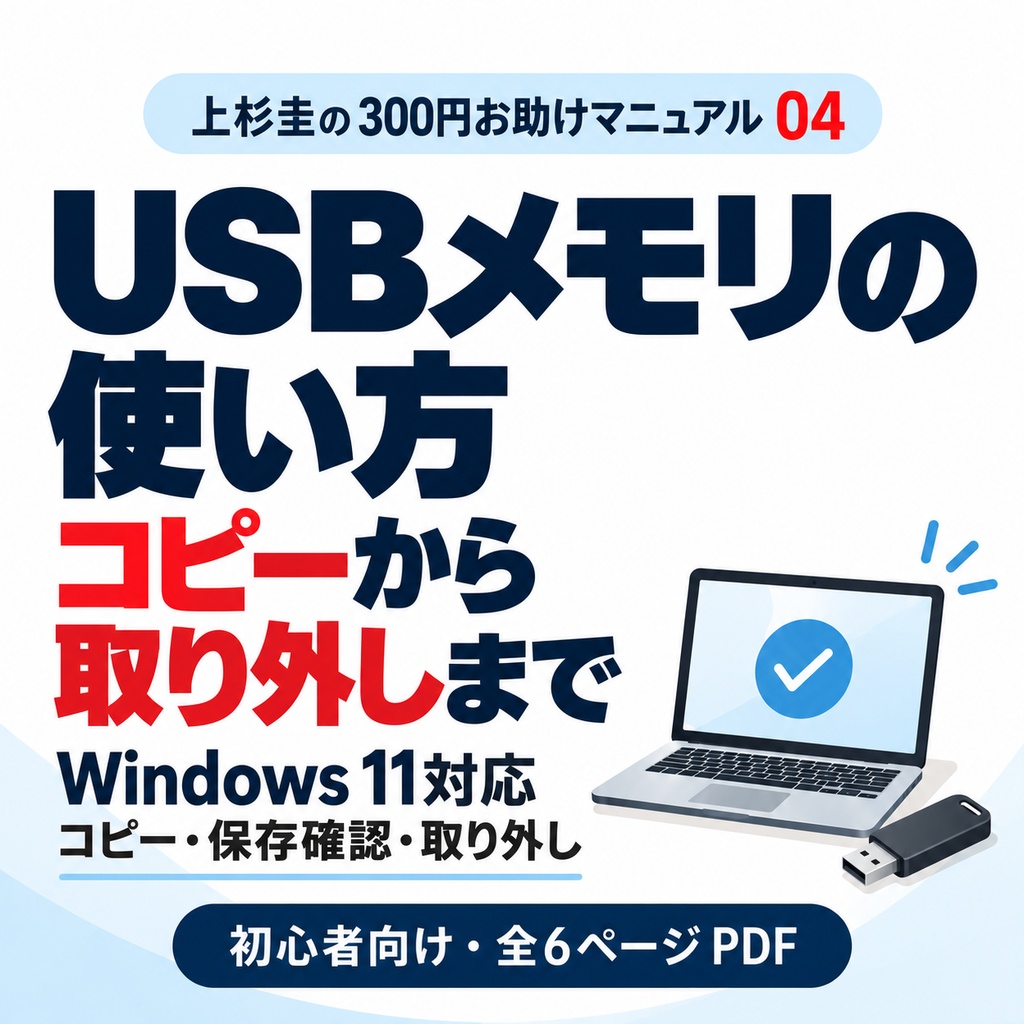 USBメモリの使い方|コピーから取り外しまで【Windows 11初心者向け・全6ページPDF】