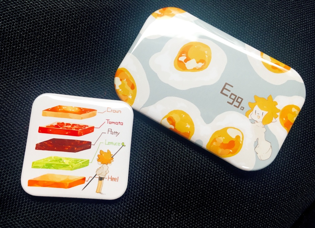 たまご 缶バッヂ 灯星食堂 Booth
