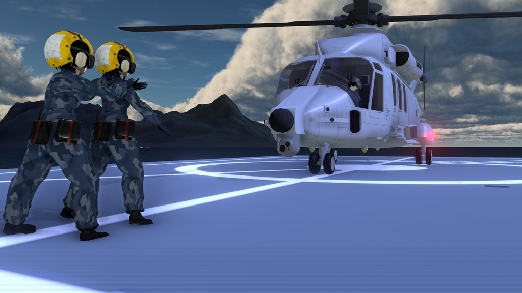 NC-220Transport Helicopter+ missile frigate 輸送ヘリと軍艦セット