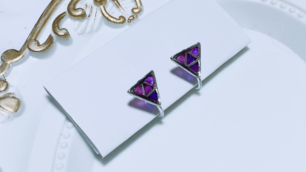 ステンドグラス風イヤリング（天保江戸）