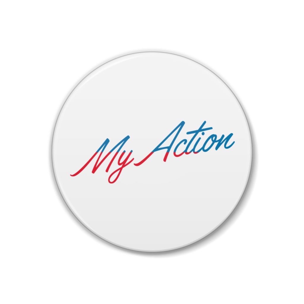 My Action 缶バッジ 白