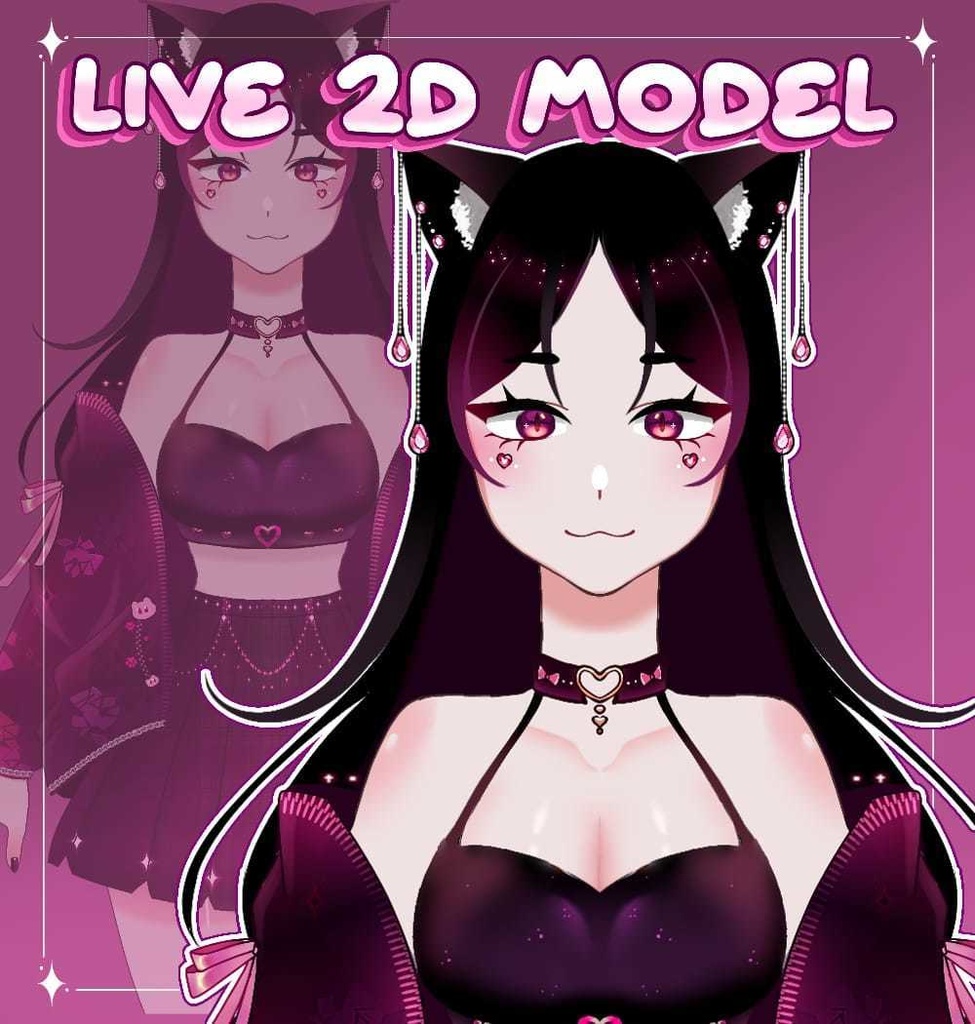 Vtuber model - purple cat!