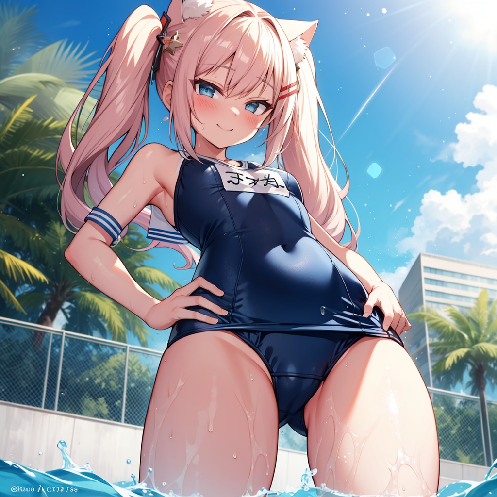 [CG集][高解像度30枚] スク水風ねこみみさん