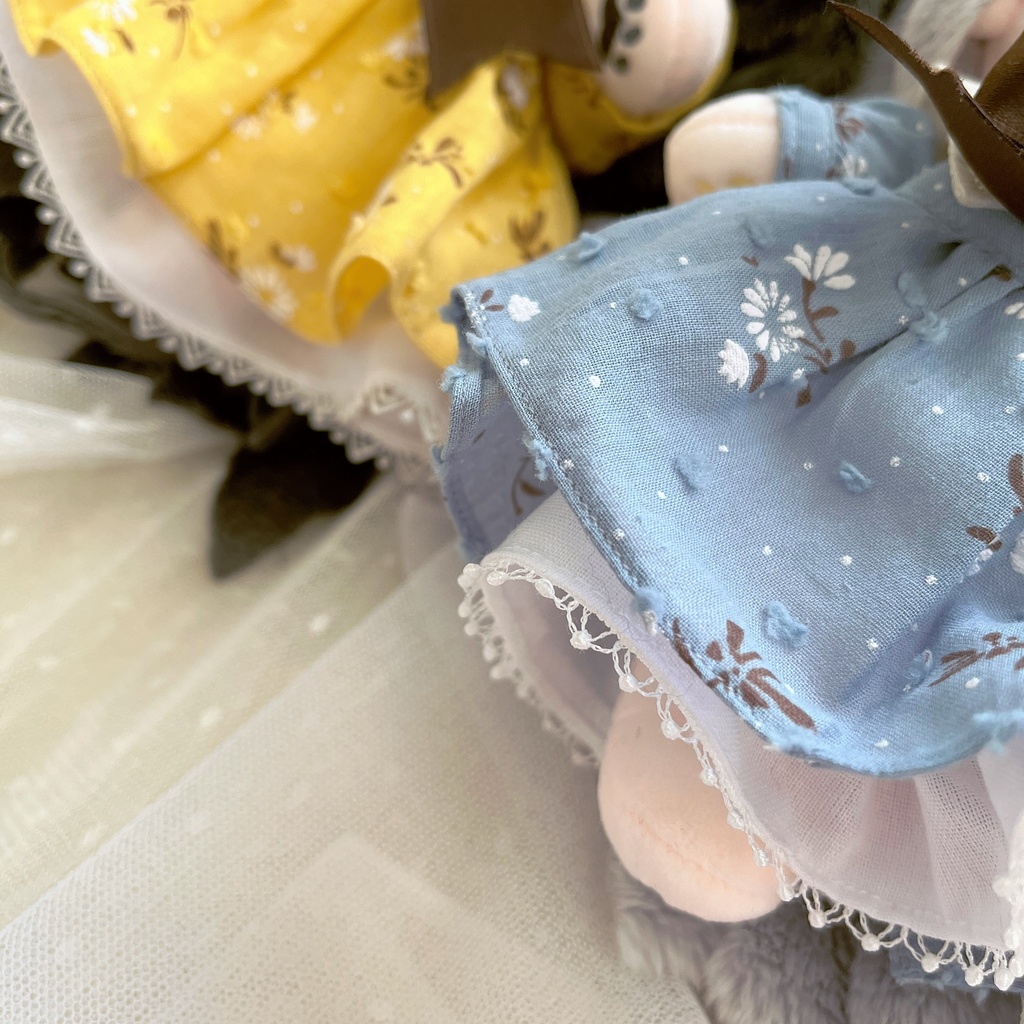 森ガール風の長袖ワンピース(ペチコート付き) 20CMぬい 棉花娃娃