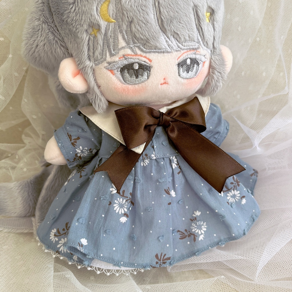 森ガール風の長袖ワンピース(ペチコート付き) 20CMぬい 棉花娃娃