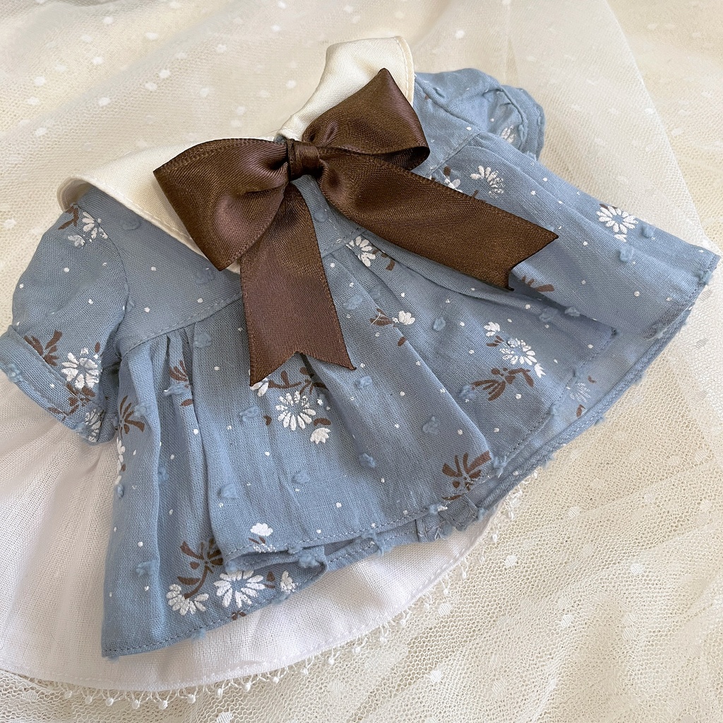 森ガール風の長袖ワンピース(ペチコート付き) 20CMぬい 棉花娃娃