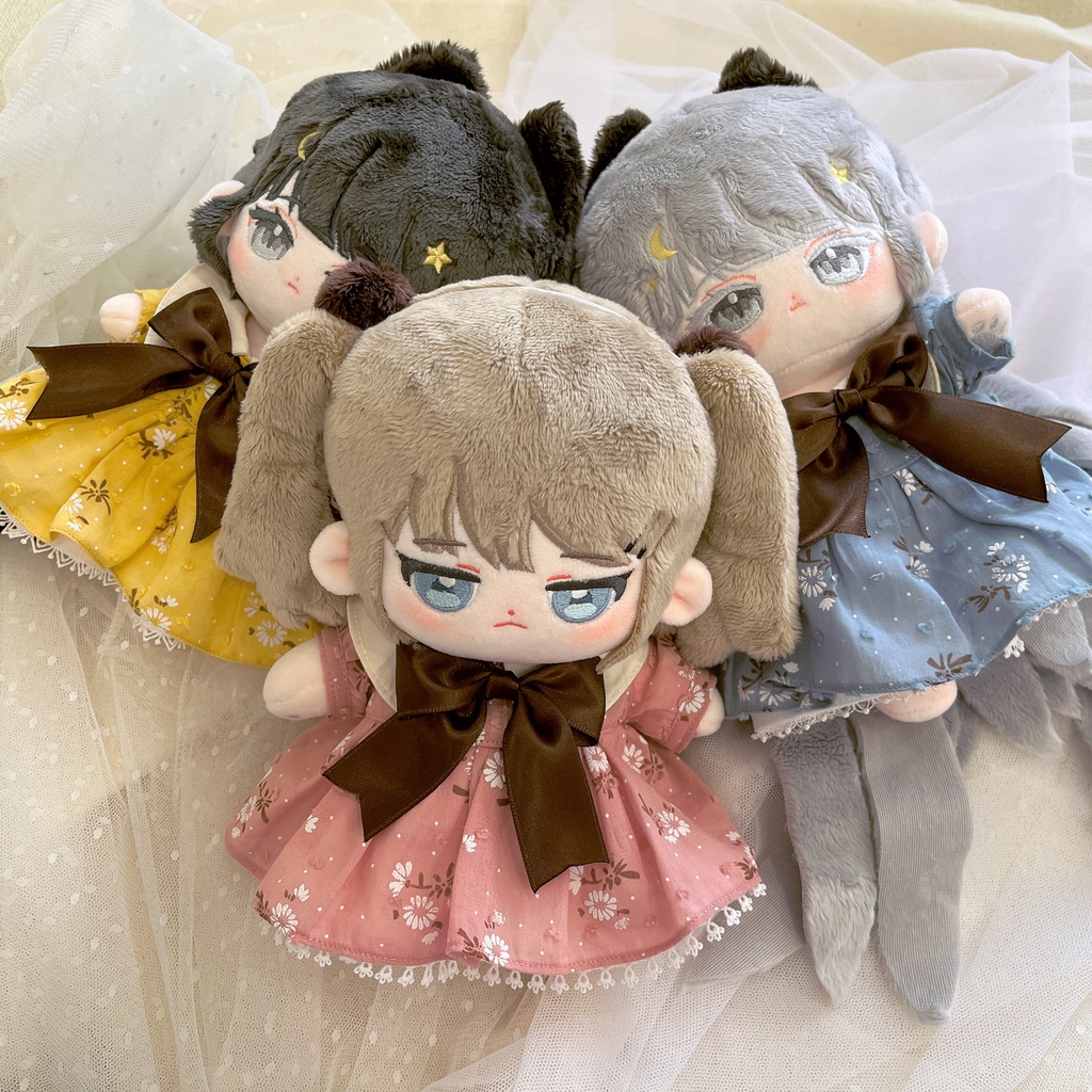 森ガール風の長袖ワンピース(ペチコート付き)  20CMぬい 棉花娃娃