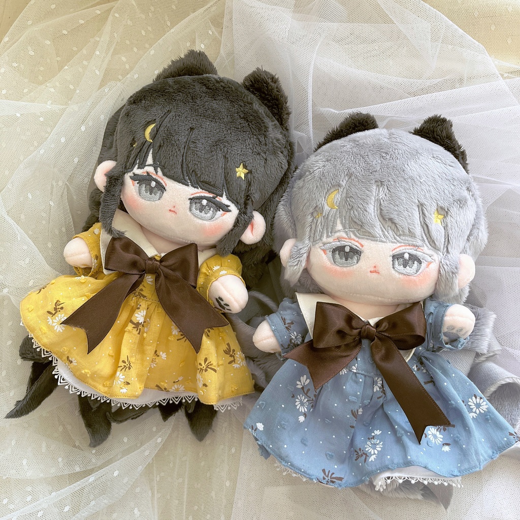 森ガール風の長袖ワンピース(ペチコート付き) 20CMぬい 棉花娃娃