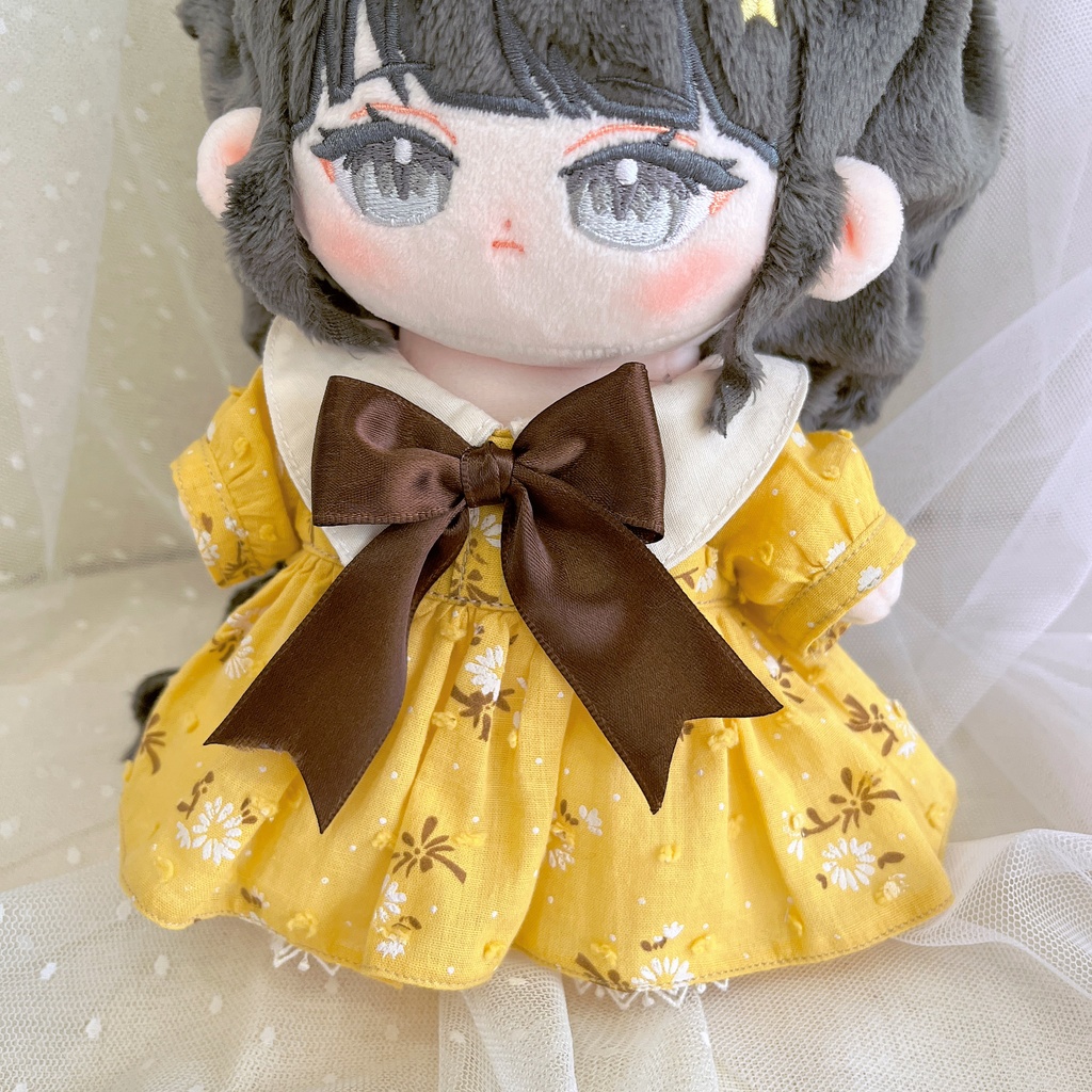 森ガール風の長袖ワンピース(ペチコート付き) 20CMぬい 棉花娃娃