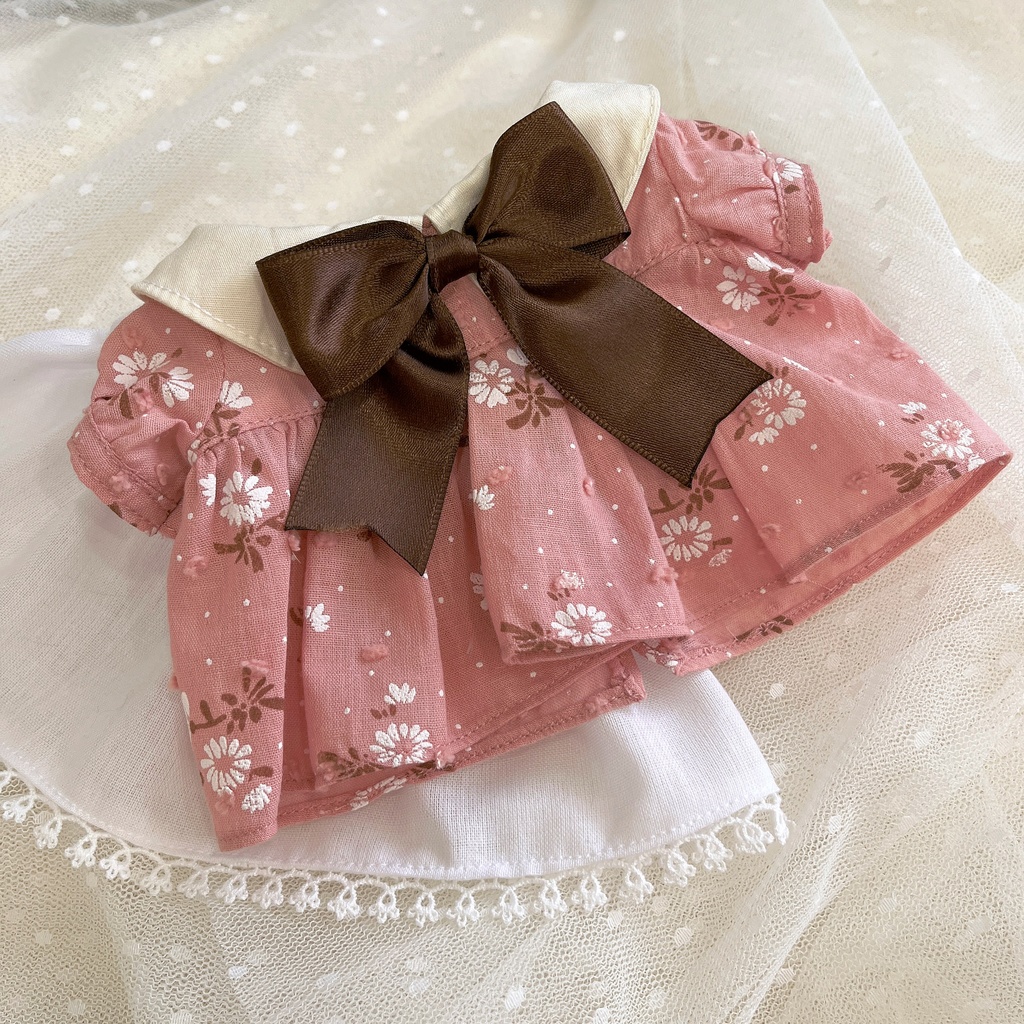 森ガール風の長袖ワンピース(ペチコート付き) 20CMぬい 棉花娃娃