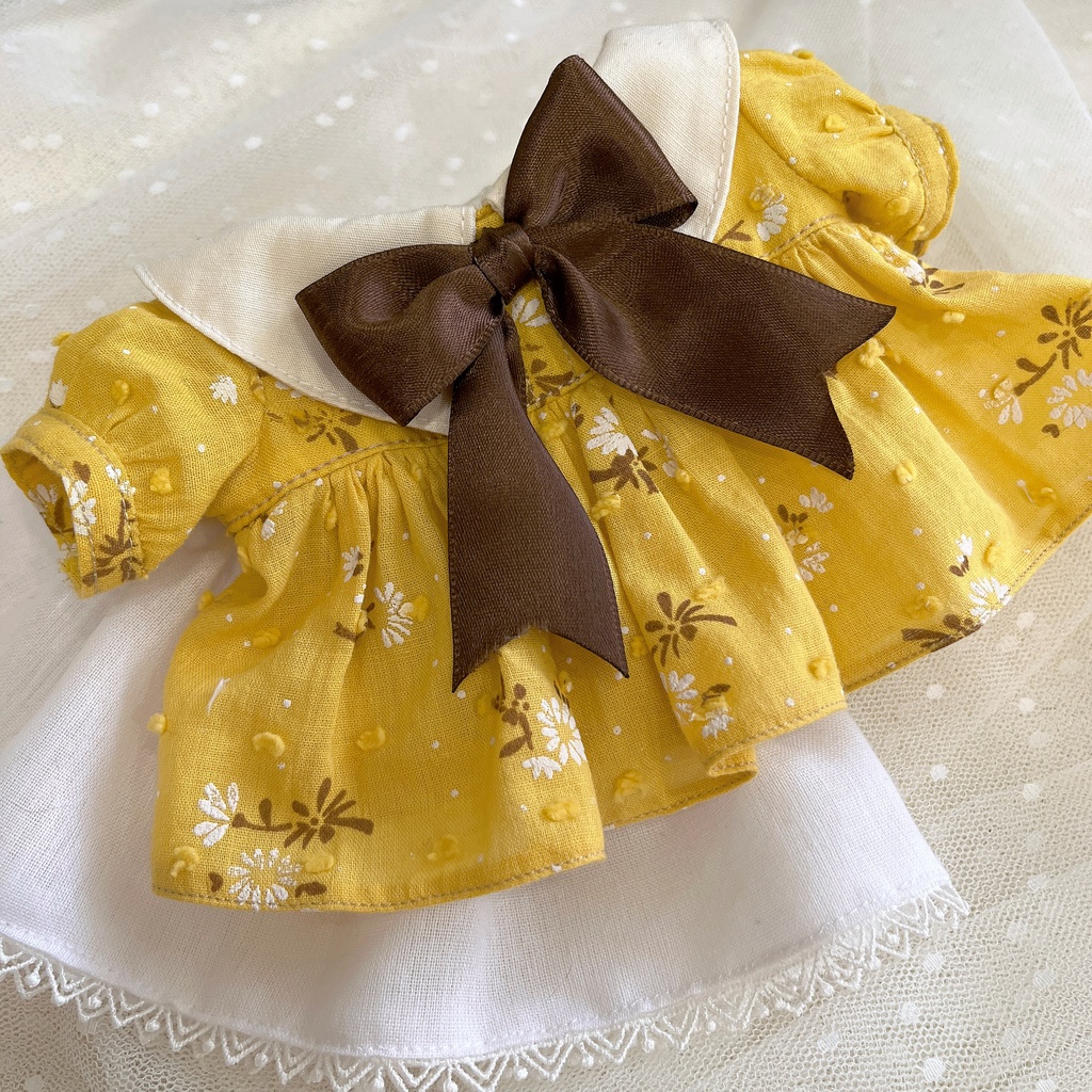 森ガール風の長袖ワンピース(ペチコート付き) 20CMぬい 棉花娃娃