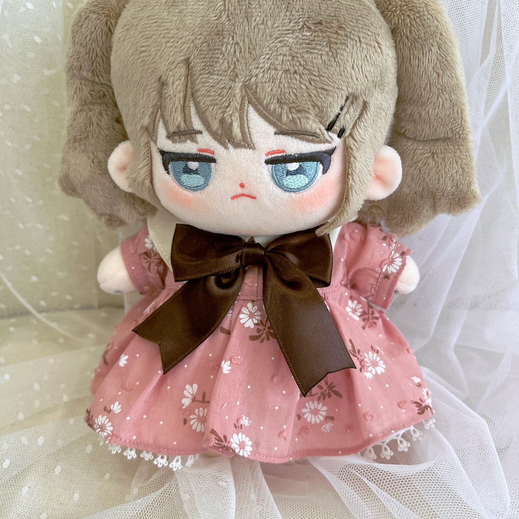 森ガール風の長袖ワンピース(ペチコート付き) 20CMぬい 棉花娃娃