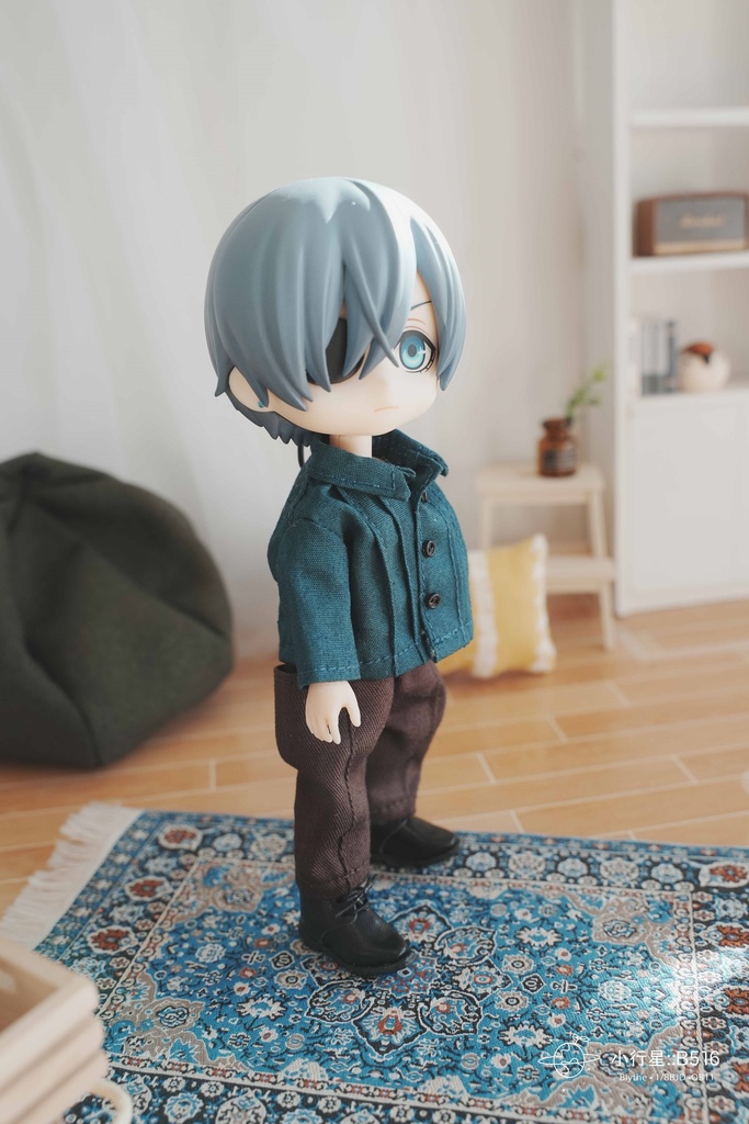 青緑色 小さな襟のシャツ /オビツ11服 ピコドー服