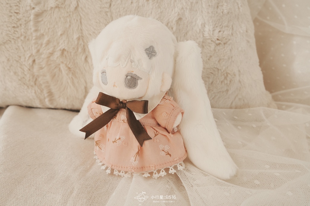 森ガール風の長袖ワンピース(ペチコート付き) 10CMぬい 棉花娃娃