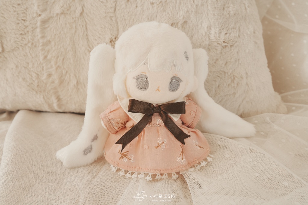 森ガール風の長袖ワンピース(ペチコート付き) 10CMぬい 棉花娃娃