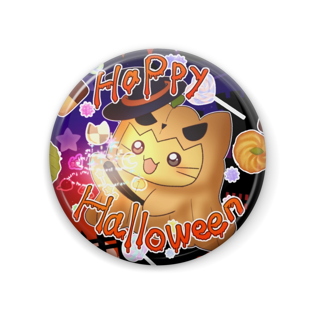 【缶バッジ】ハロウィン魔法使いにゃんぷっぷー！