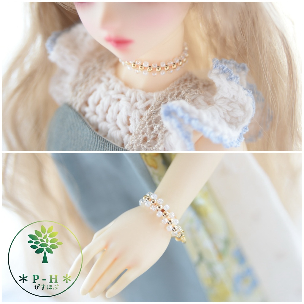 【1/4、40cmドール】チョーカーネックレスandブレスレットset