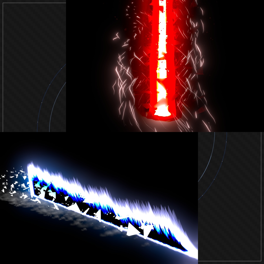 【VRChat向け】特大斬撃パーティクル 天地・彼方 / Huge Slash Particles -Crimson&Azure-