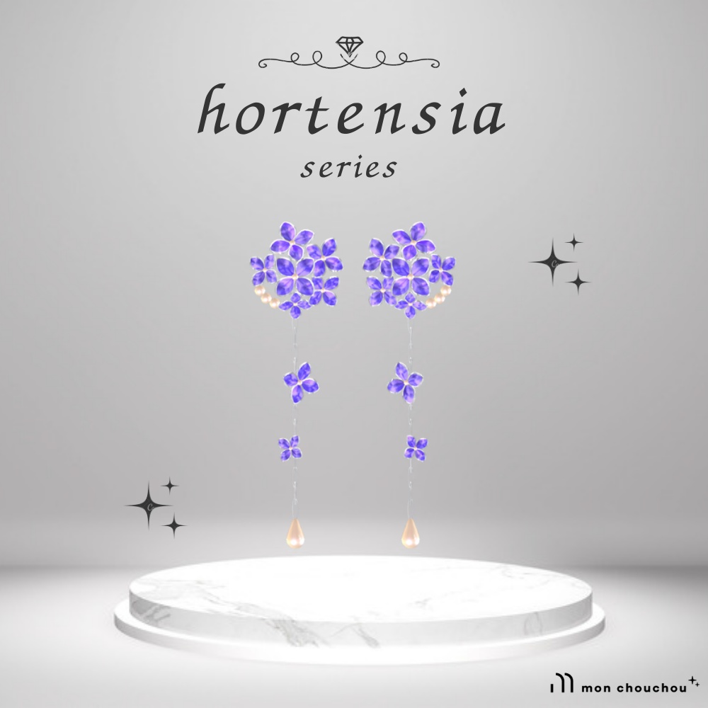 【VRChat】紫陽花ピアス　hortensiaシリーズ