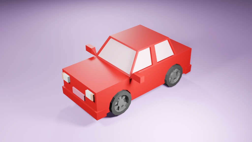 「３Dモデル」赤いLOY POLY車
