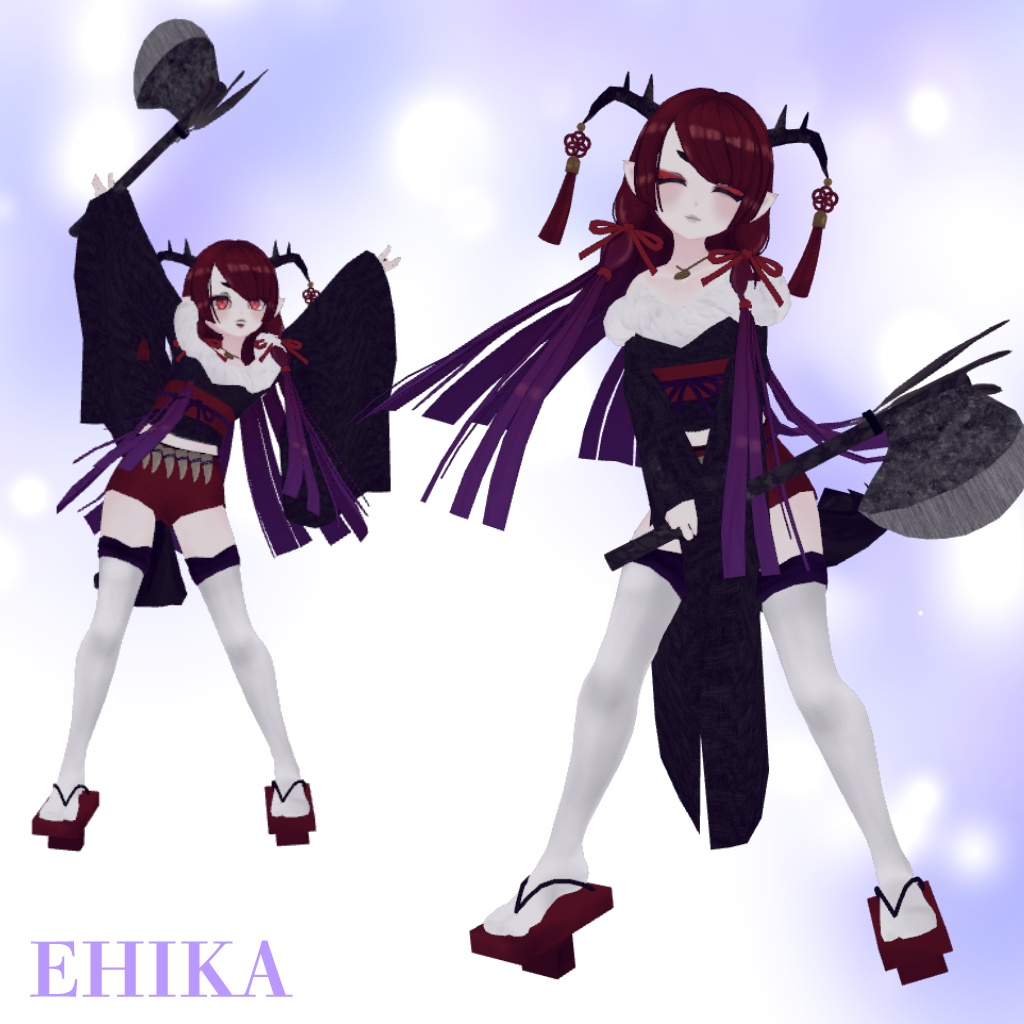 オリジナルキャラクターえひえひか3Dモデル