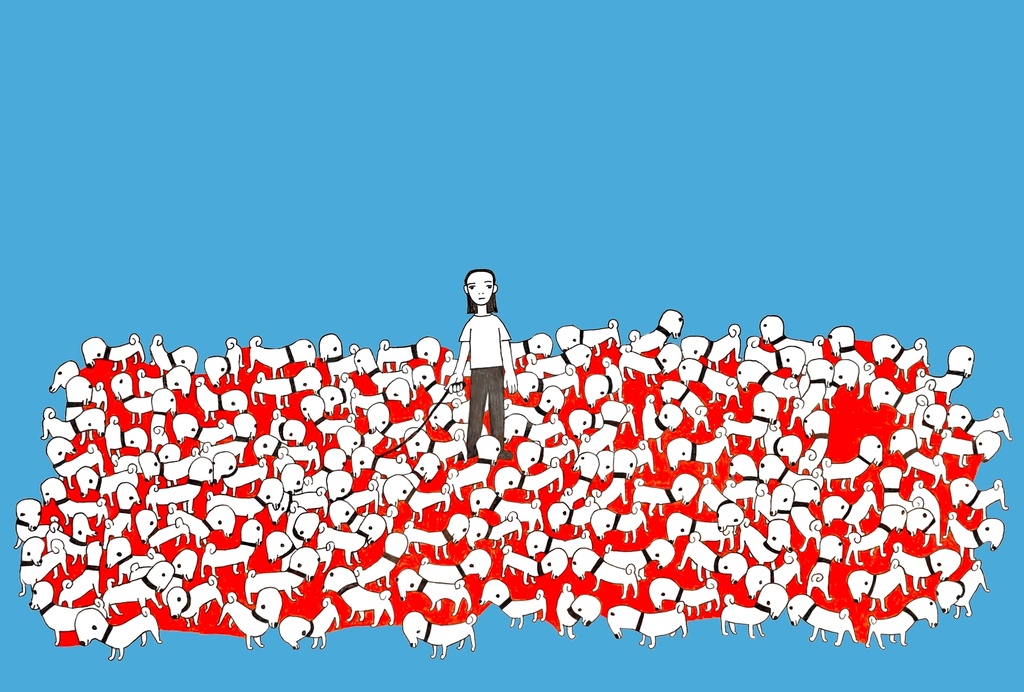 ポストカード(無数の犬)