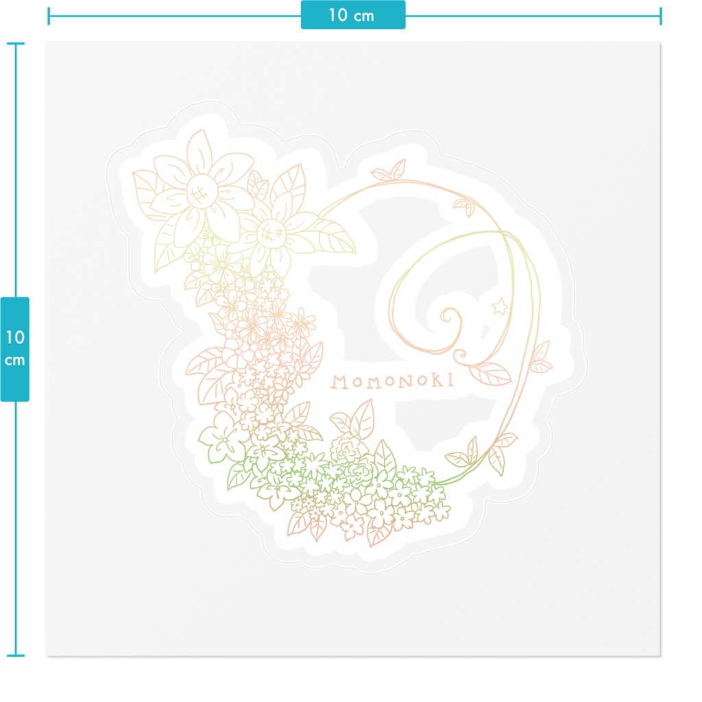 桃ノ木とお花のステッカー