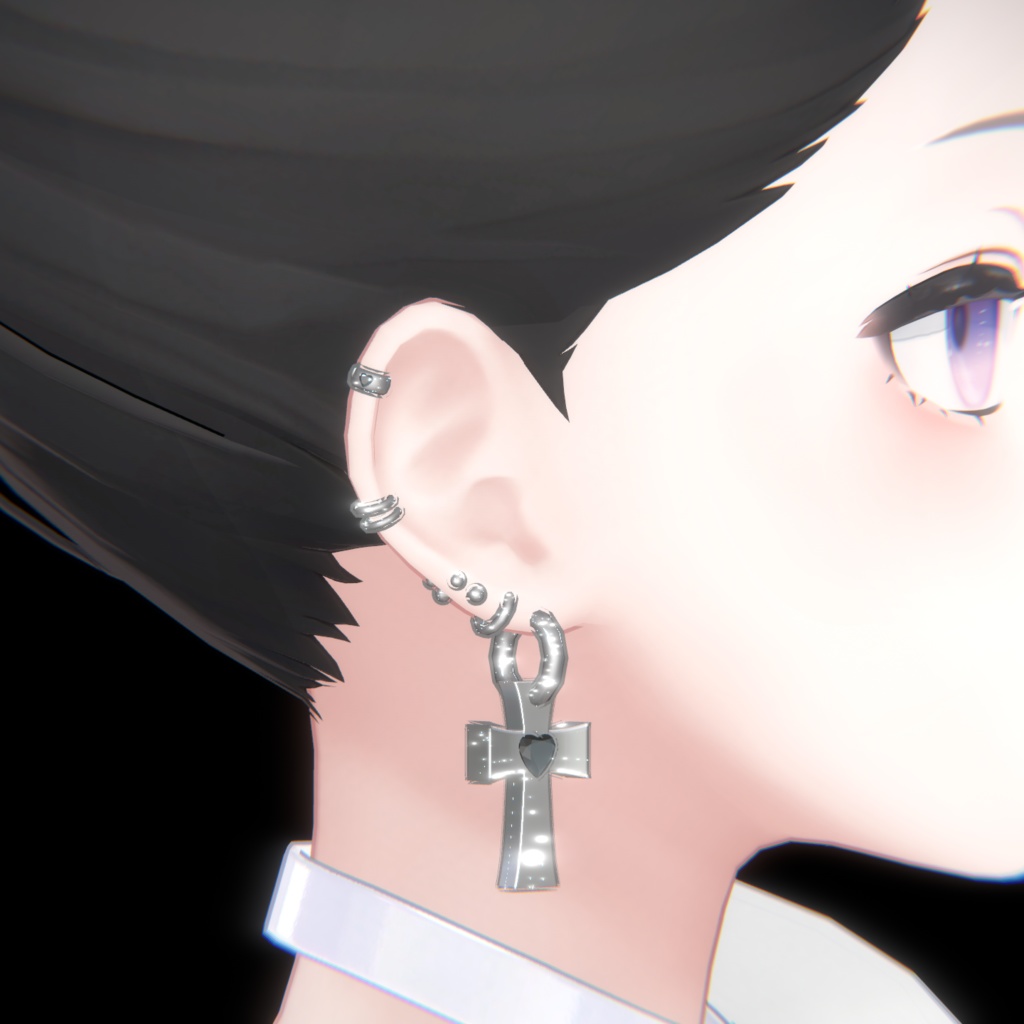 MA対応 【Big Cross&Heart】 Simple pierce (Earing)