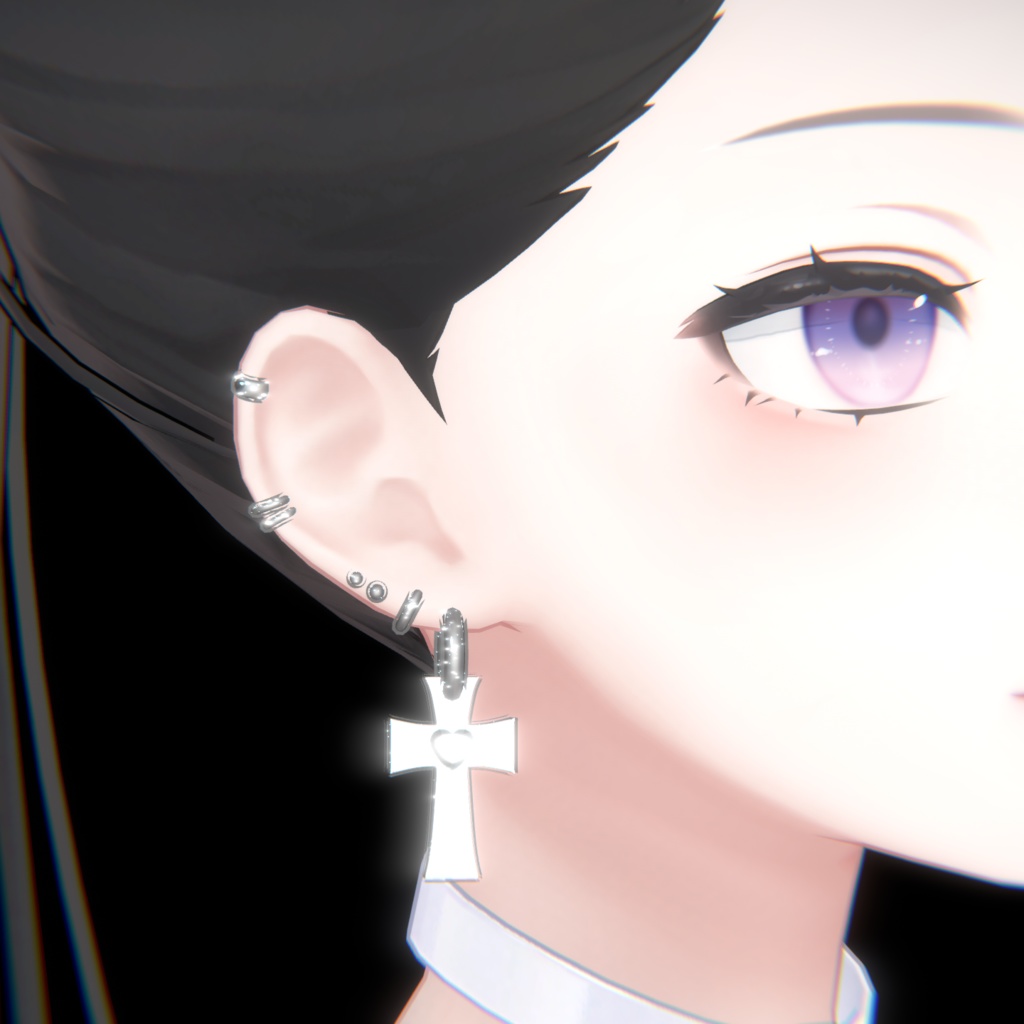 MA対応 【Big Cross&Heart】 Simple pierce (Earing)