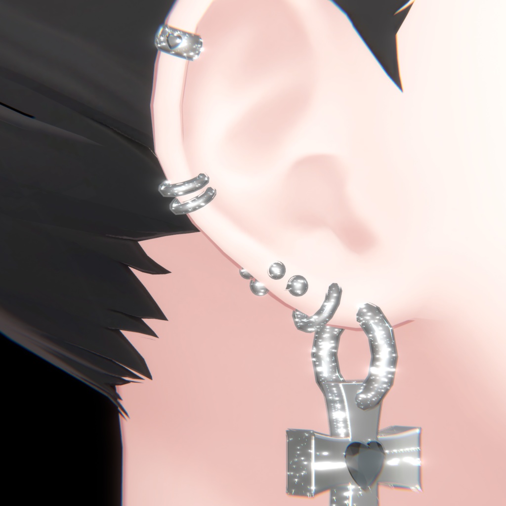 MA対応 【Big Cross&Heart】 Simple pierce (Earing)