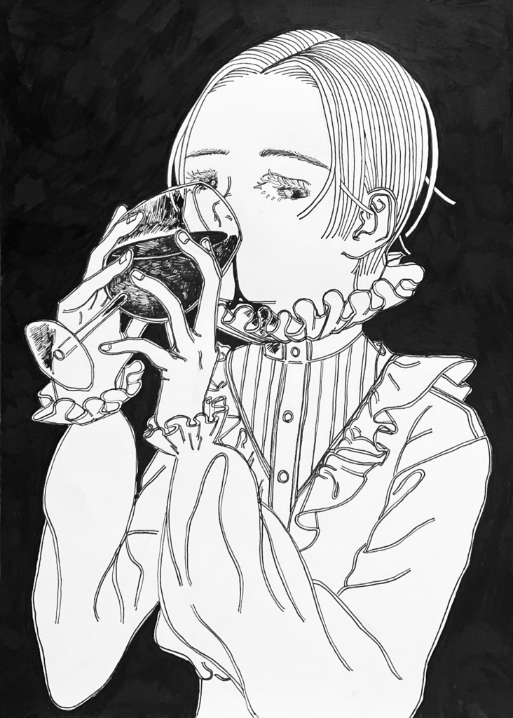 イラスト原画 「血を酌む」