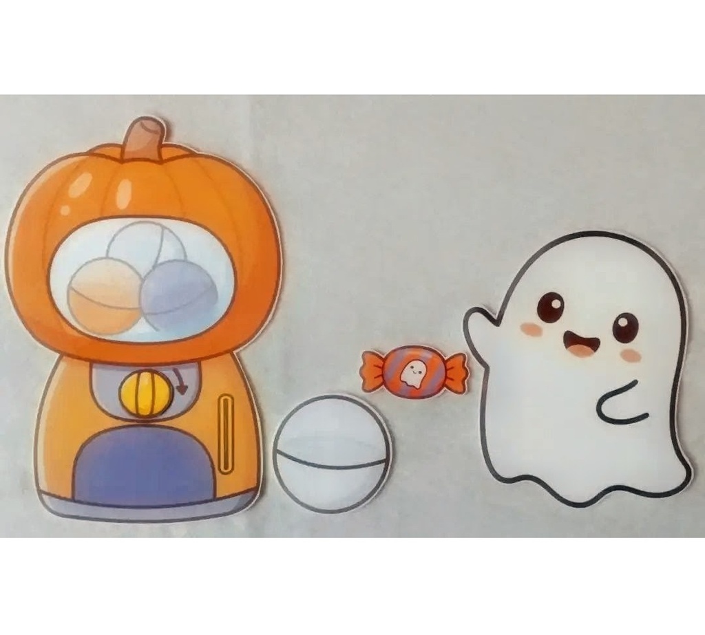 ハロウィン わくわくガチャ パネルシアター 保育教材 PDF 台本付き ぬりえ付き ペープサート マグネットシアター ハロウィン保育 ダウンロード版 保育士 保育ネタ 幼児向け ハロウィン会 誕生日会