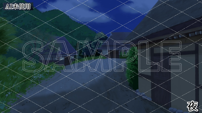 【背景素材】古風な村(朝~夜)