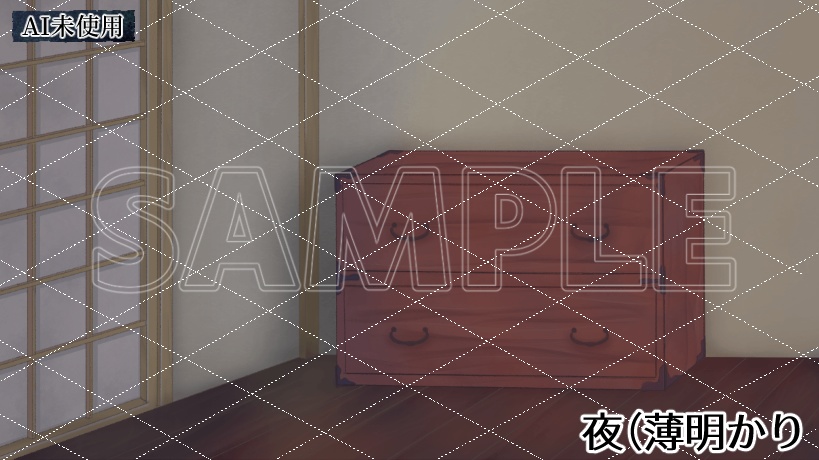 【背景素材】古風な室内(朝~夜)