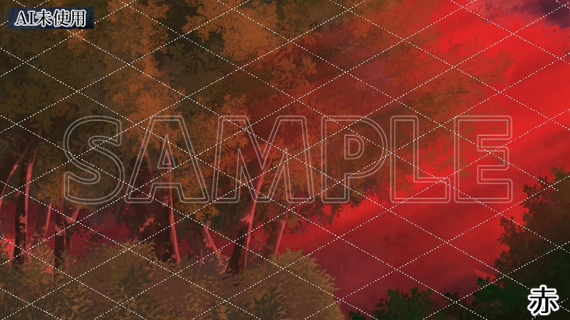 【背景素材】村外れの森(朝~夜)