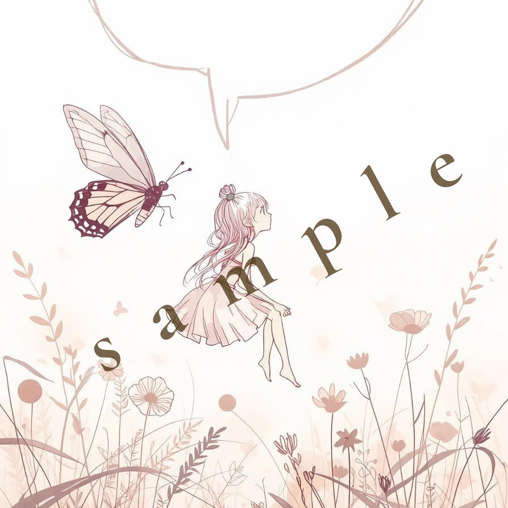 Fantasy Fine-Line Girl Series 吹き出し付きSNS背景セット(5種/透過あり・なし)