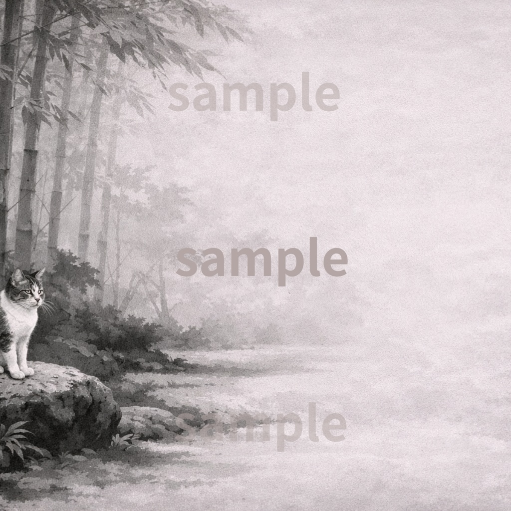 【6枚セット】右余白あり 和風背景×日本猫(1920×1080)