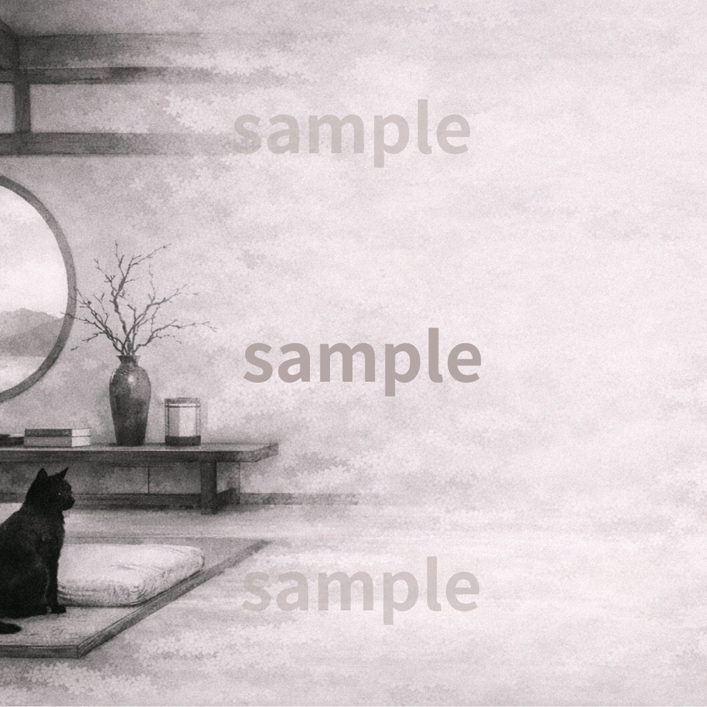 【6枚セット】右余白あり 和風背景×日本猫(1920×1080)