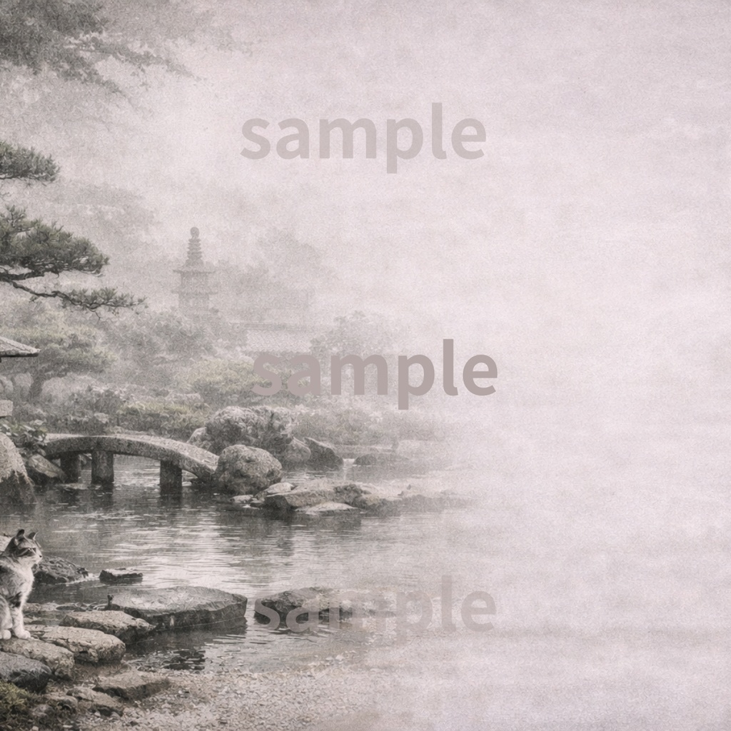 【6枚セット】右余白あり 和風背景×日本猫(1920×1080)