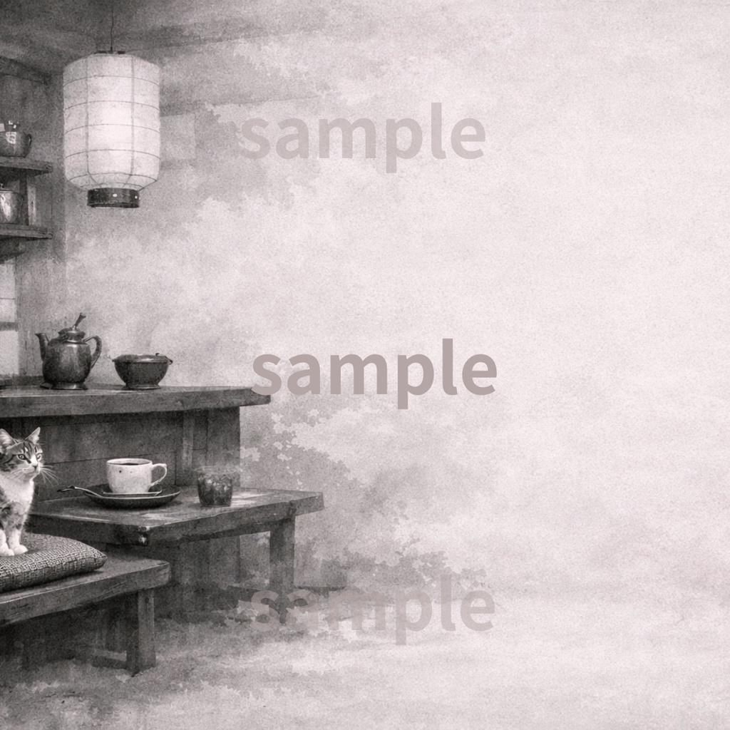 【6枚セット】右余白あり 和風背景×日本猫(1920×1080)