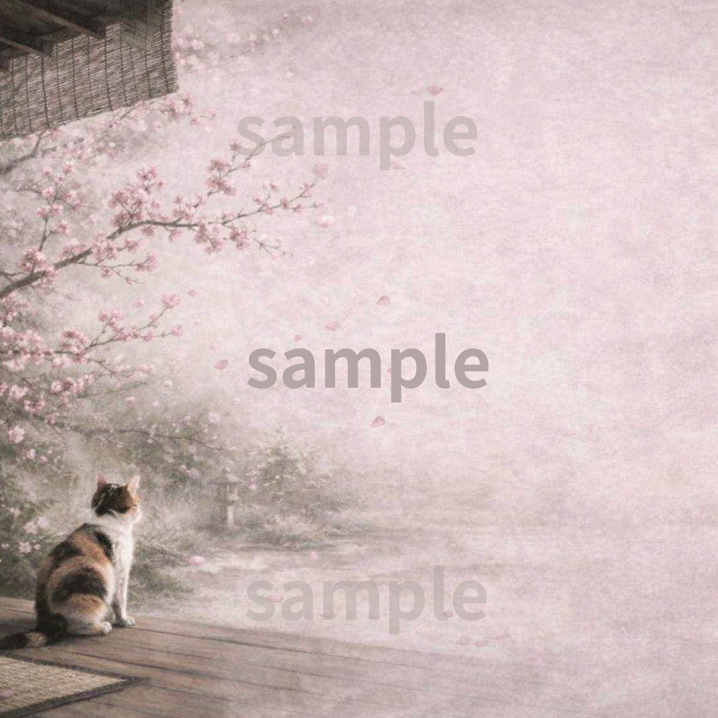 【6枚セット】右余白あり 和風背景×日本猫(1920×1080)