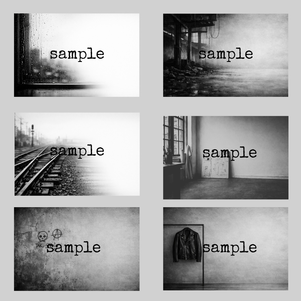 【6枚セット】ミニマル背景素材｜Cool・無機質・モノクロ｜右余白あり（1920×1080）